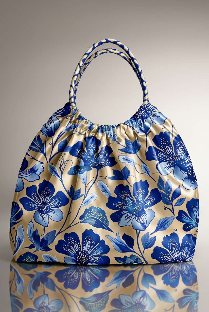 FS112 Blue Floral on Beige Seamless Pattern