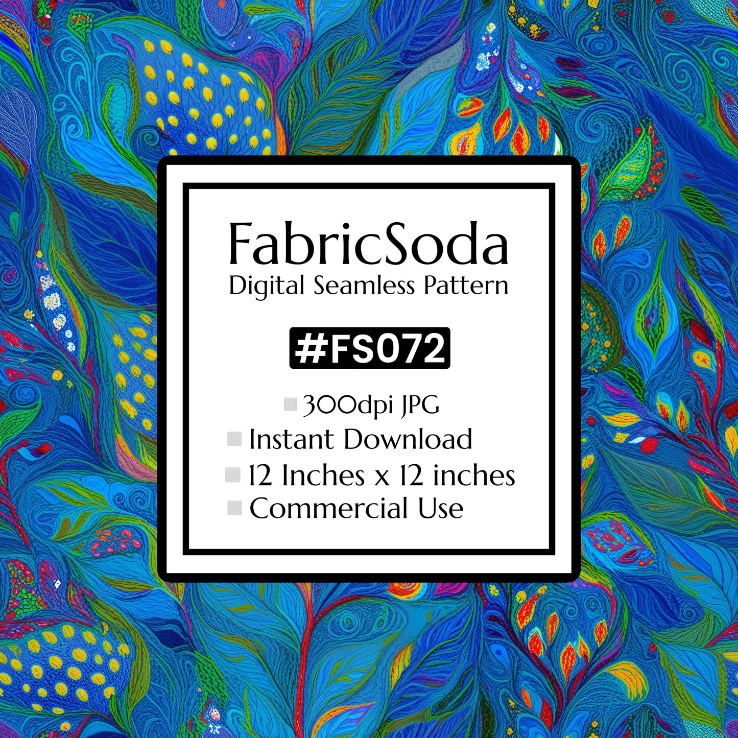 FS072 Blue Abstract Floral Seamless Pattern JPG