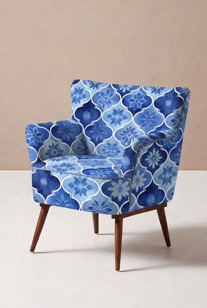 Blue Watercolour Floral Seamless Pattern PNG