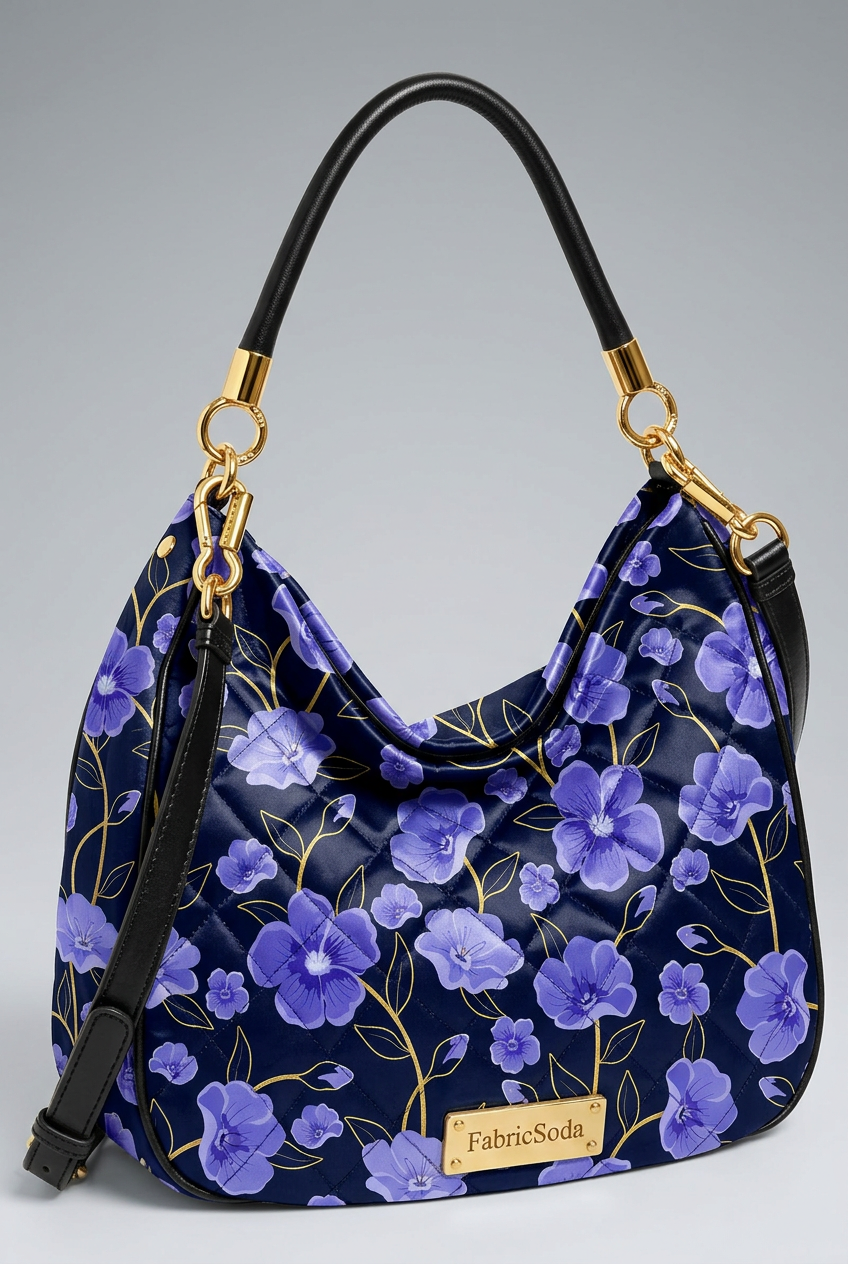 FS111 Purple Floral Printed Fabric