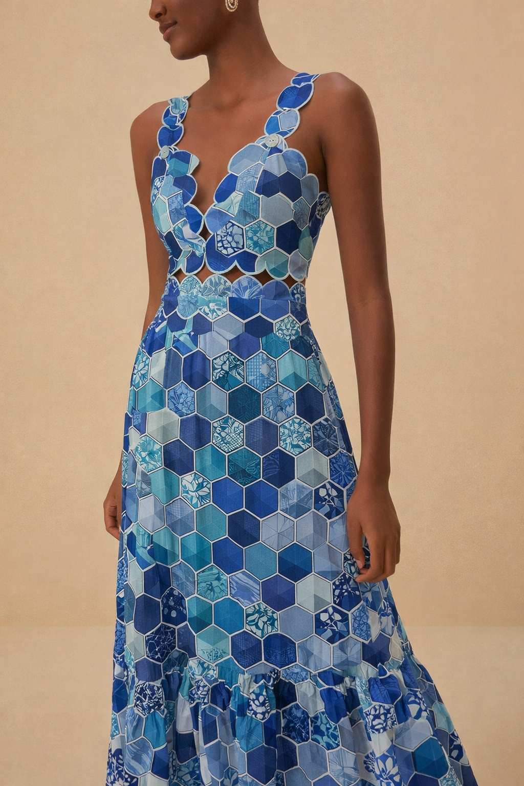 FS102 Blue Cube Geometric Seamless Pattern PNG