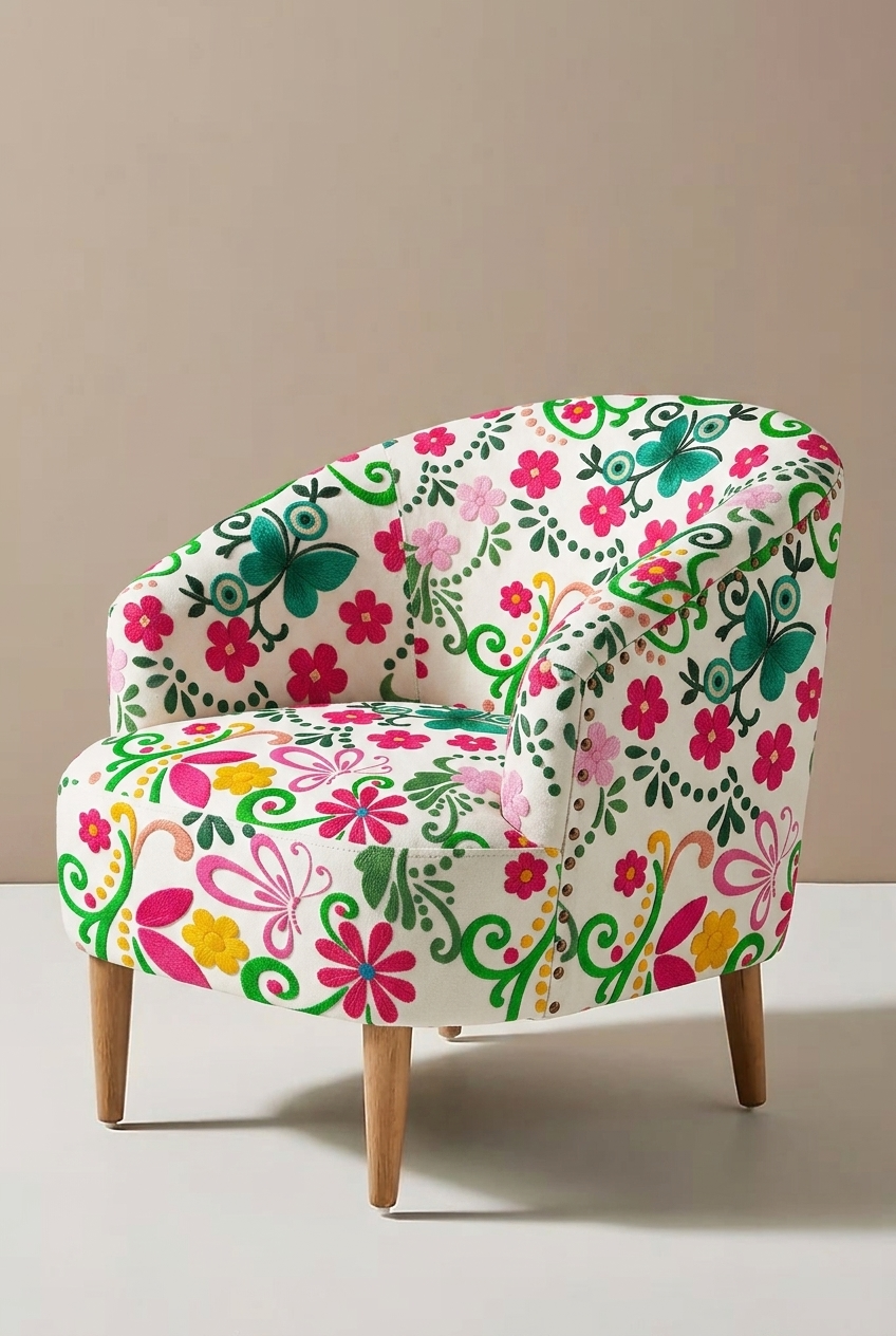 FS045 Exotic Folk Floral Printed Fabric
