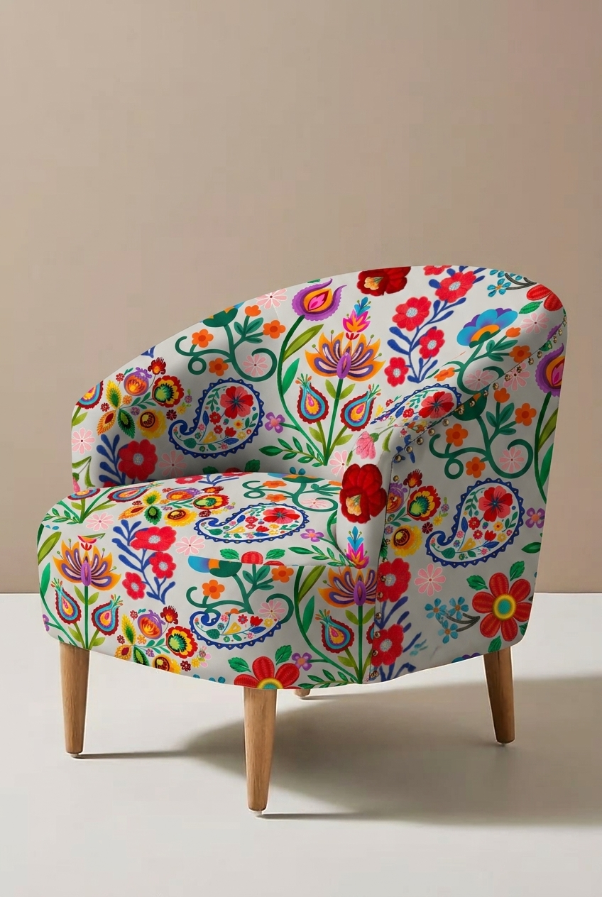 FS046 Exotic Folk Floral Printed Fabric