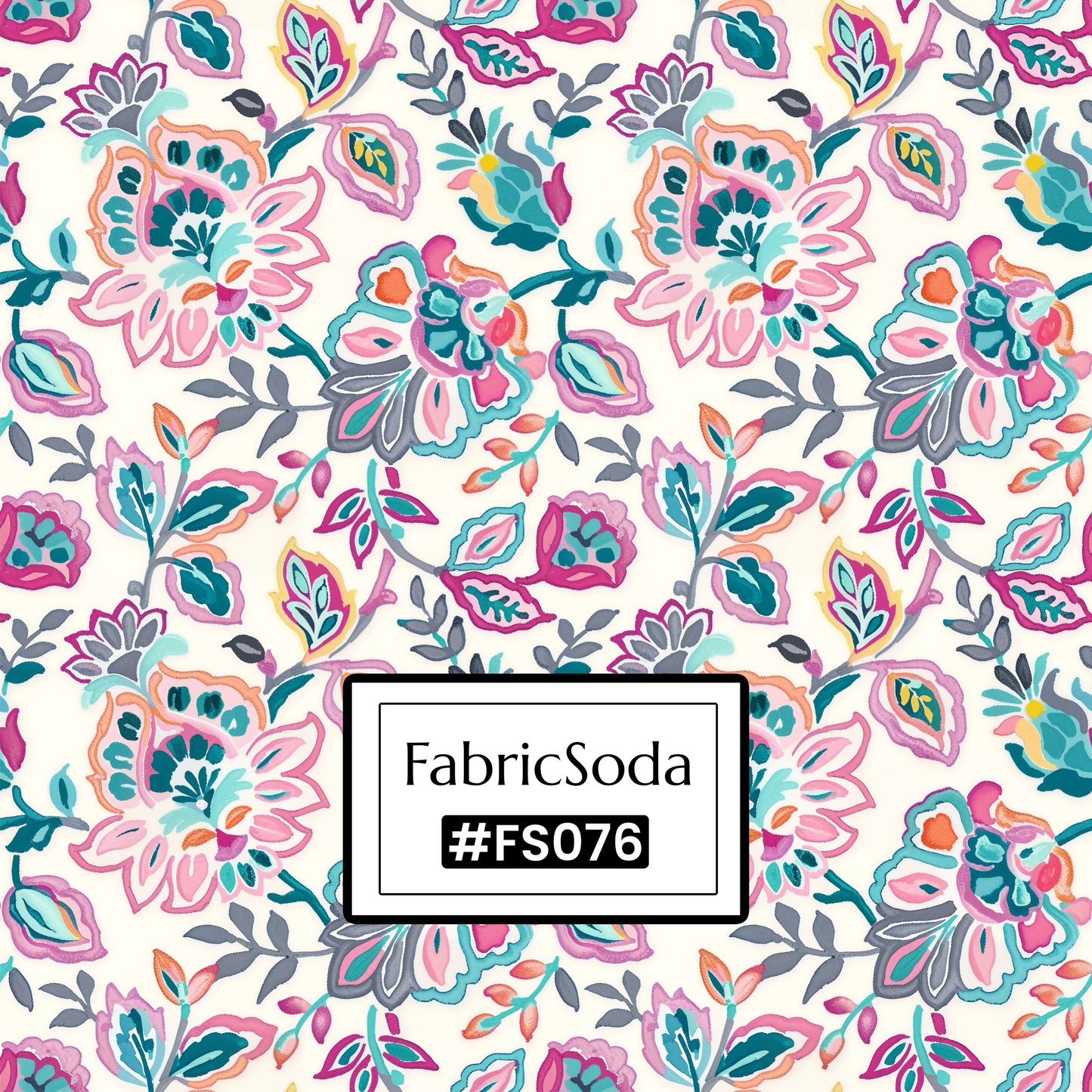FS076 Pink Floral Cotton Printed Fabric