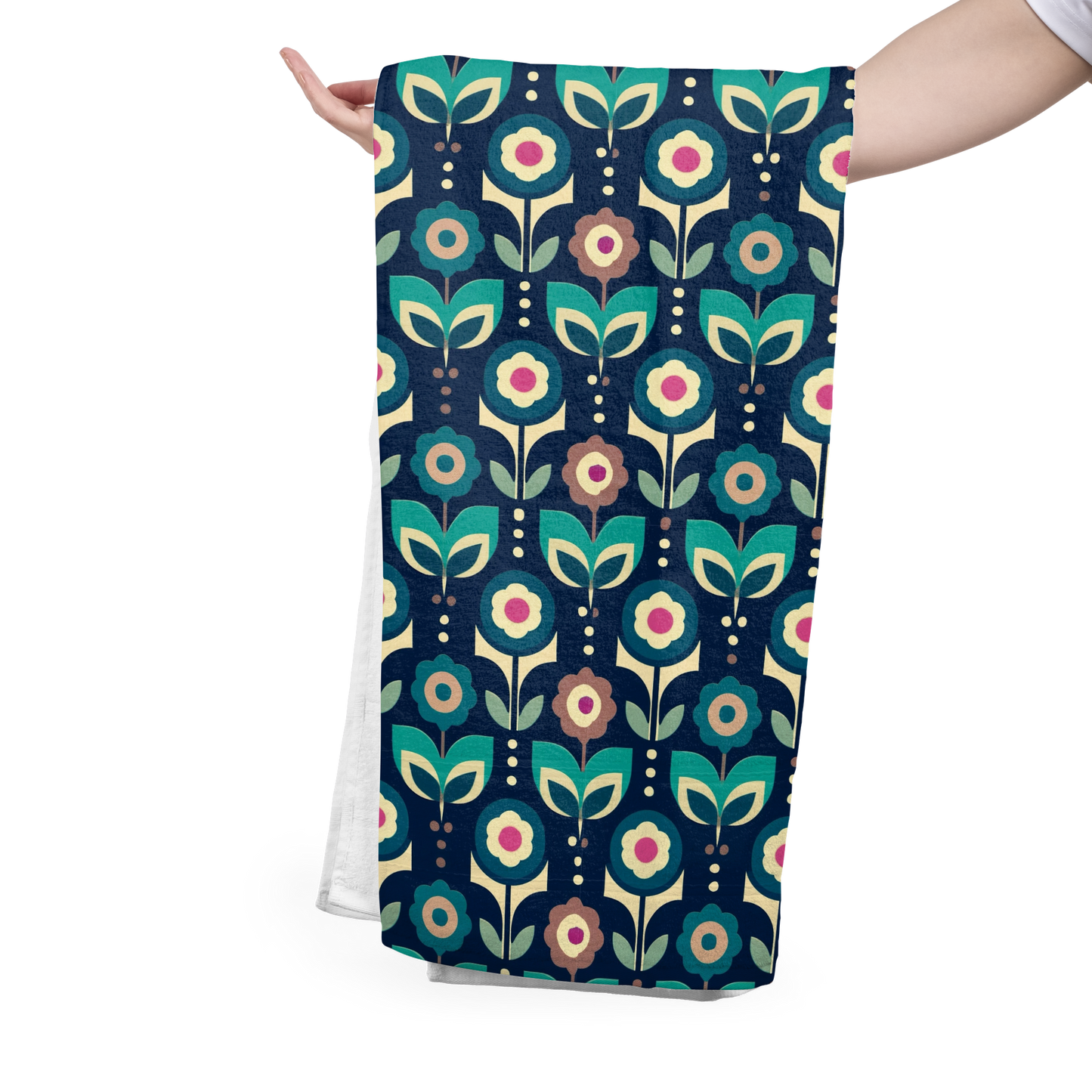 FS082 Teal Geometric Cotton Printed Fabric