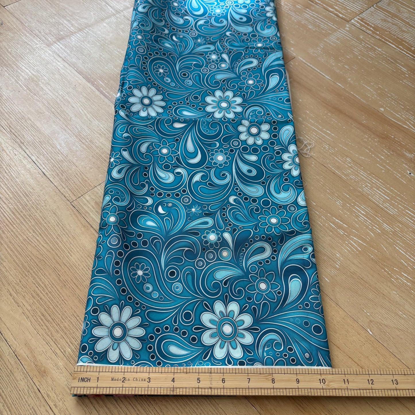 FS055 Teal Paisley Cotton Printed Fabric