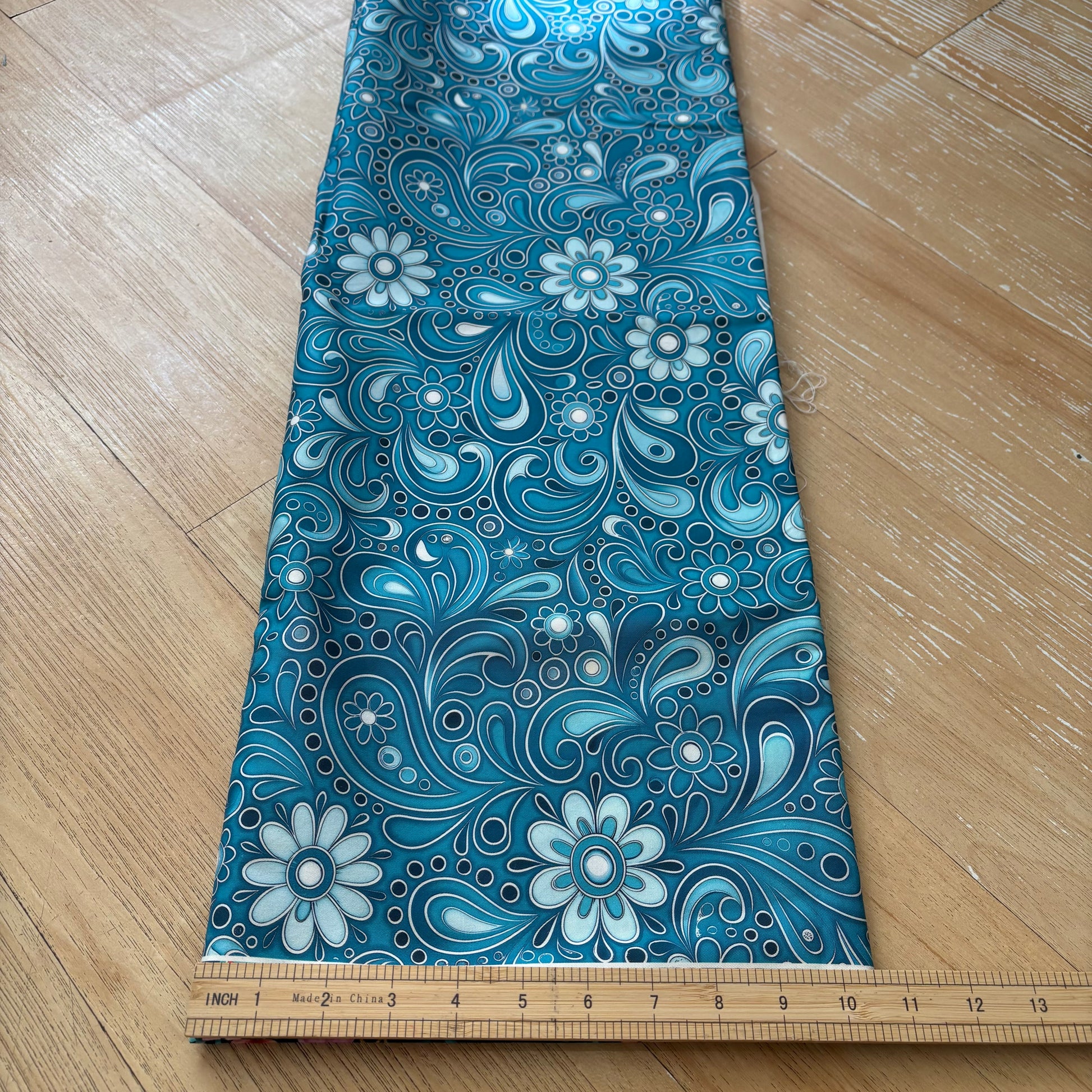 FS055 Teal Paisley Cotton Printed Fabric