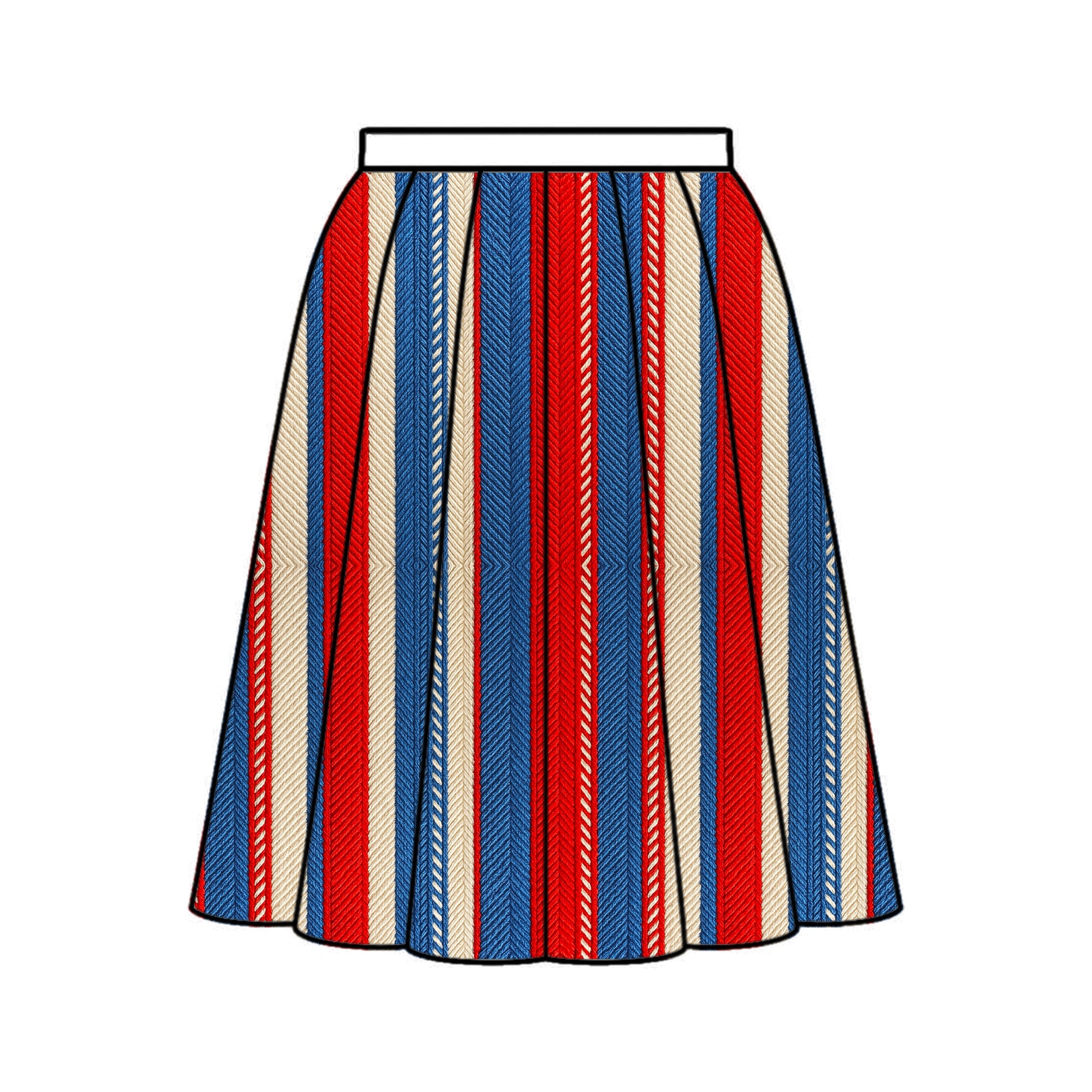 FS061 Red White Blue Stripe Cotton Printed Fabric