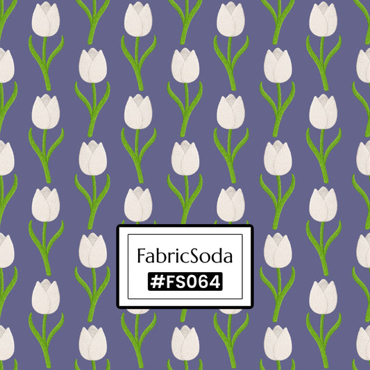 FS064 Tulips In Purple Cotton Printed Fabric