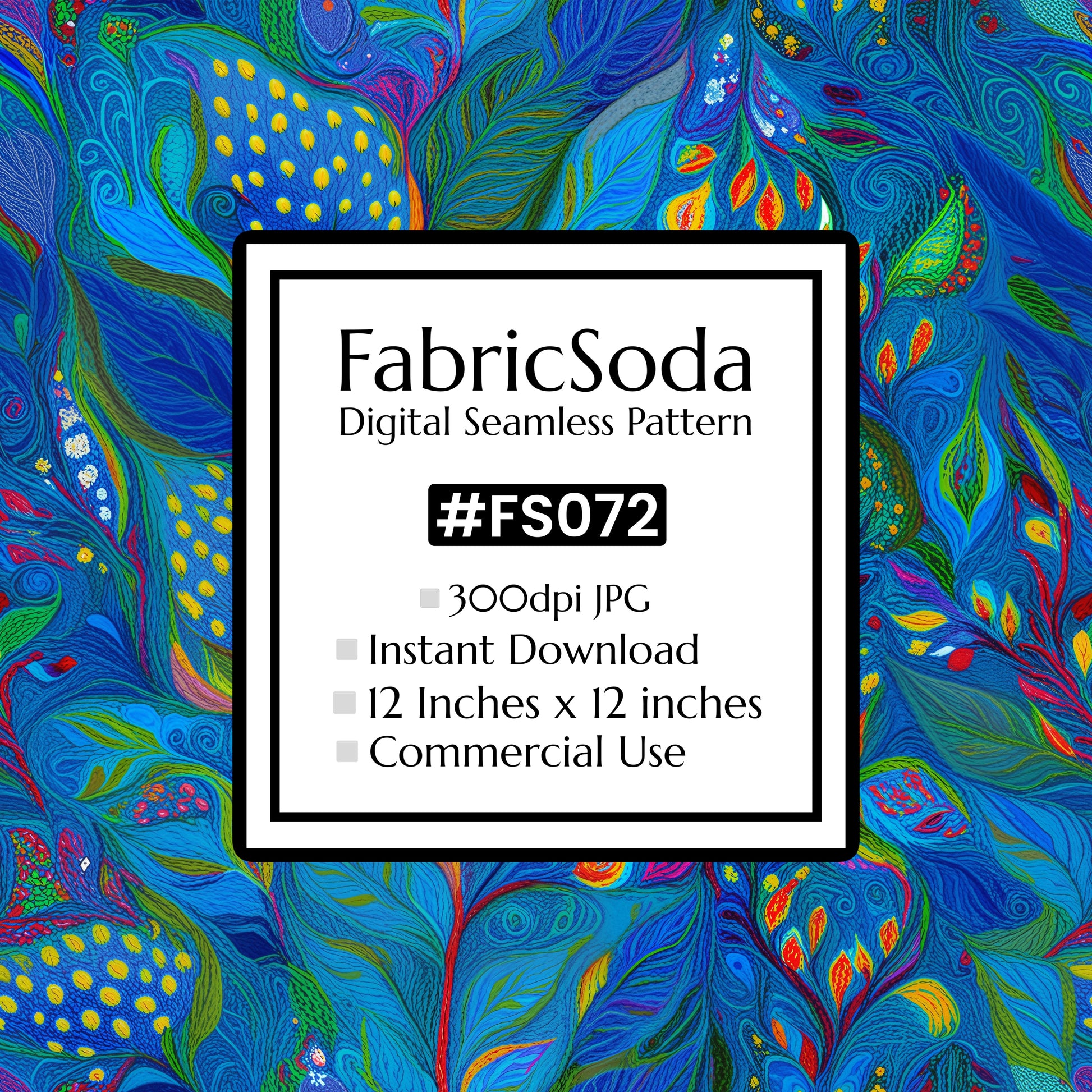 FS072 Blue Abstract Floral Seamless Pattern JPG