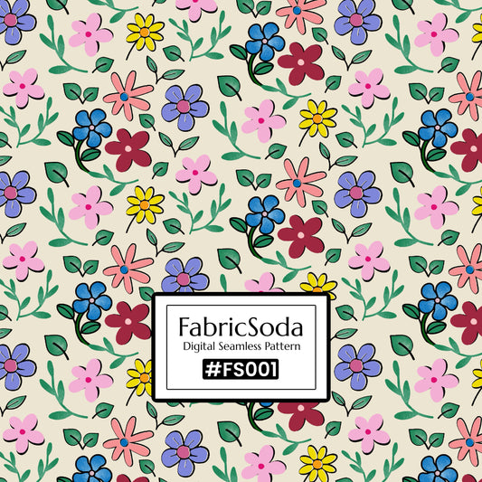 #FS001 Beige Floral Seamless Pattern JPG PNG