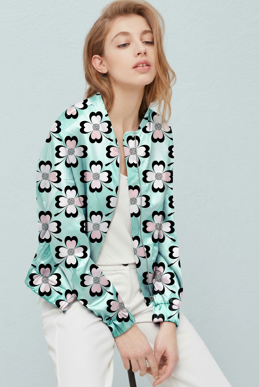 FS106 Pink Flowers on Teal Seamless Pattern