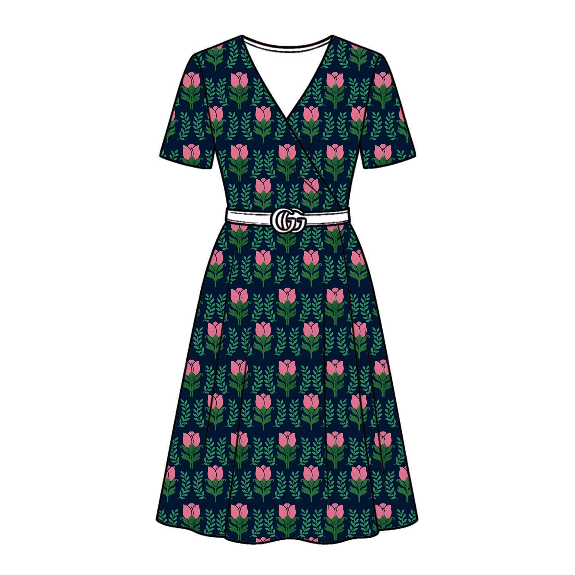 FS054 Green Floral Cotton Printed Fabric 