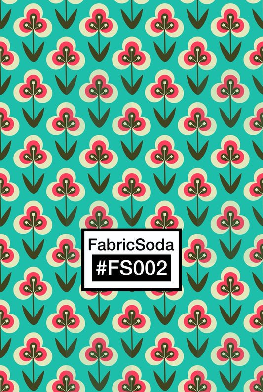 FS002 Green Floral Printed Fabric