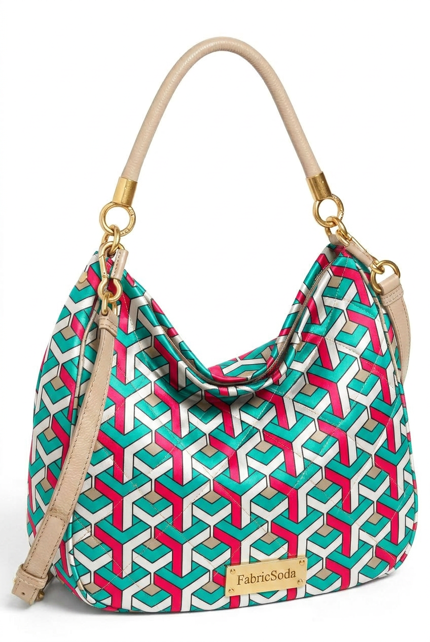 FS003 Green Geometric Y Pattern Printed Fabric
