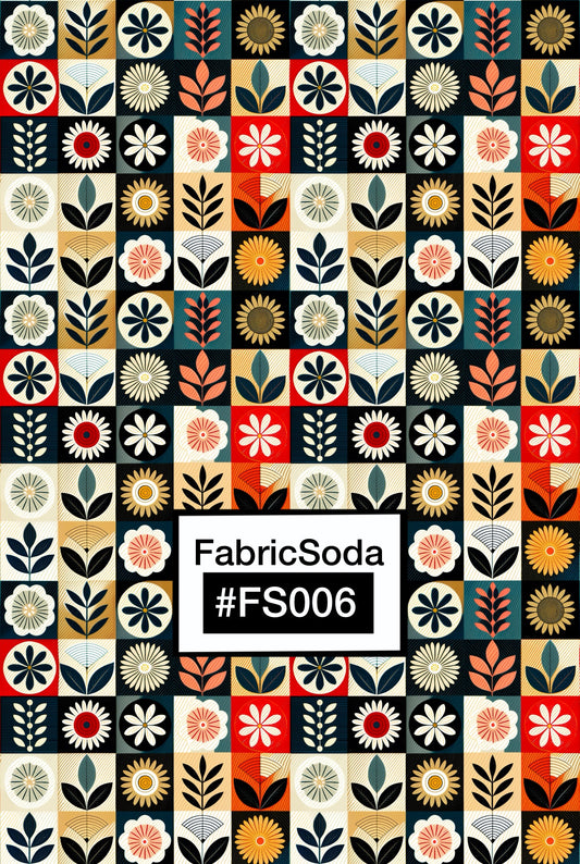 FS006 Floral Plaid Printed Fabric