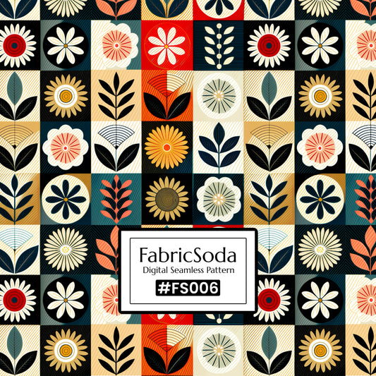 FS006 Floral Plaid Printed Fabric