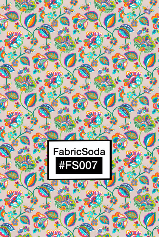 FS007 Beige Exquisite Floral Printed Fabric