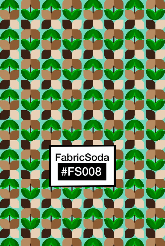 FS008 Green & Brown Geometric Printed Fabric
