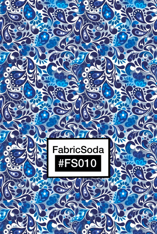 FS010 Blue Paisley Printed Fabric