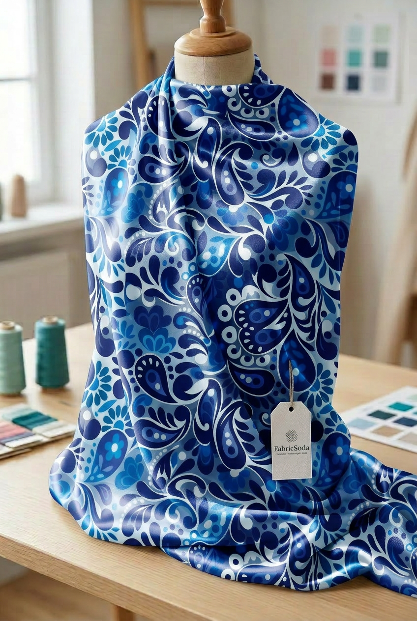 FS010 Blue Paisley Seamless Pattern
