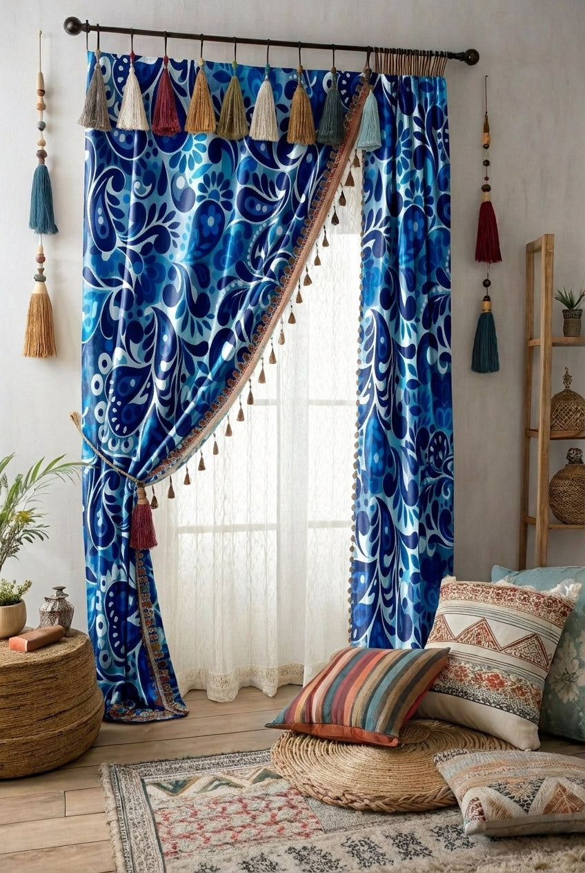 FS010 Blue Paisley Seamless Pattern