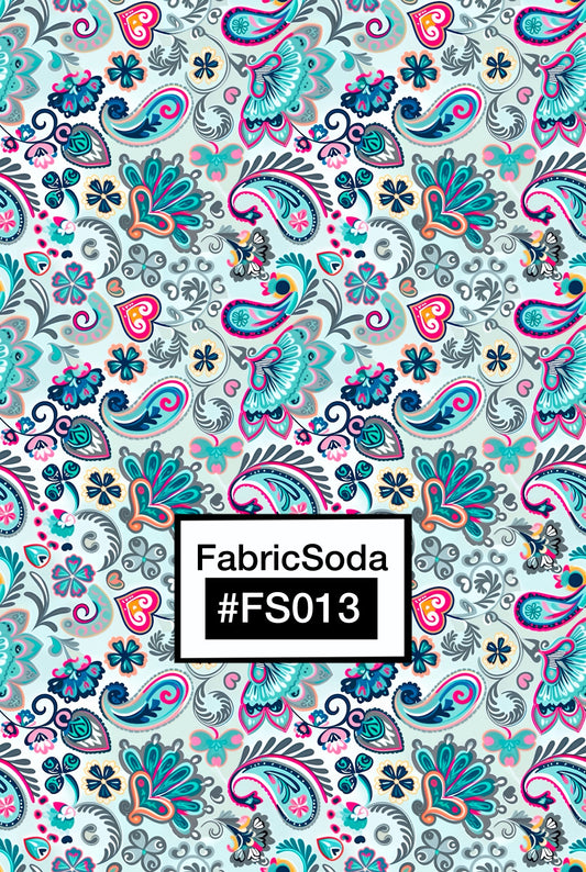 FS013 Blue Paisley Printed Fabric