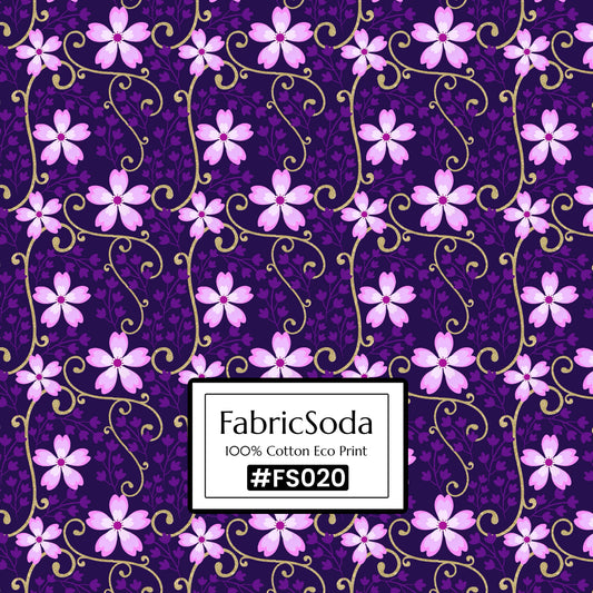 FS020 Purple Floral Printed Fabric
