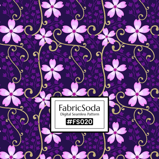 FS020 Purple Floral Seamless Pattern JPG PNG