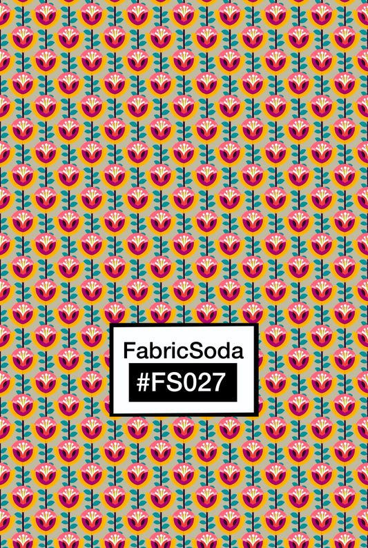 FS027 Beige Geometric Printed Fabric