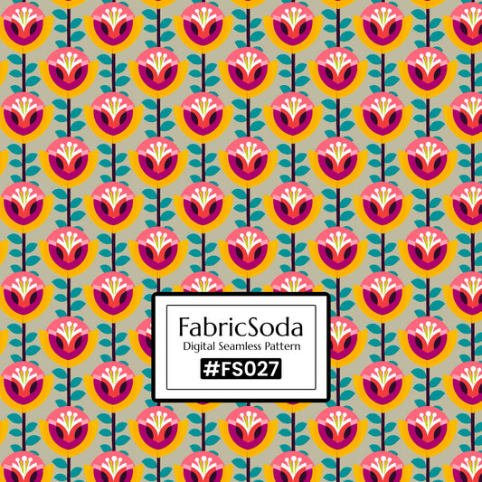 FS027 Beige Geometric Floral Seamless Pattern JPG PNG