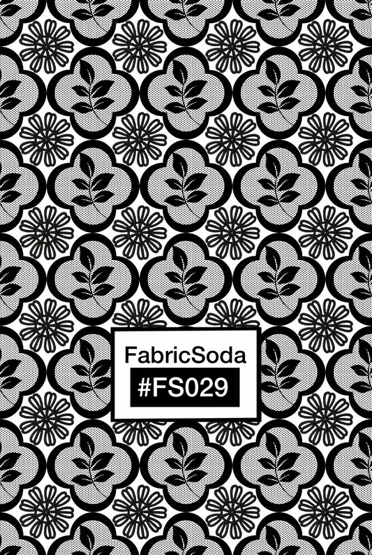 FS029 Black Lace Floral Printed Fabric