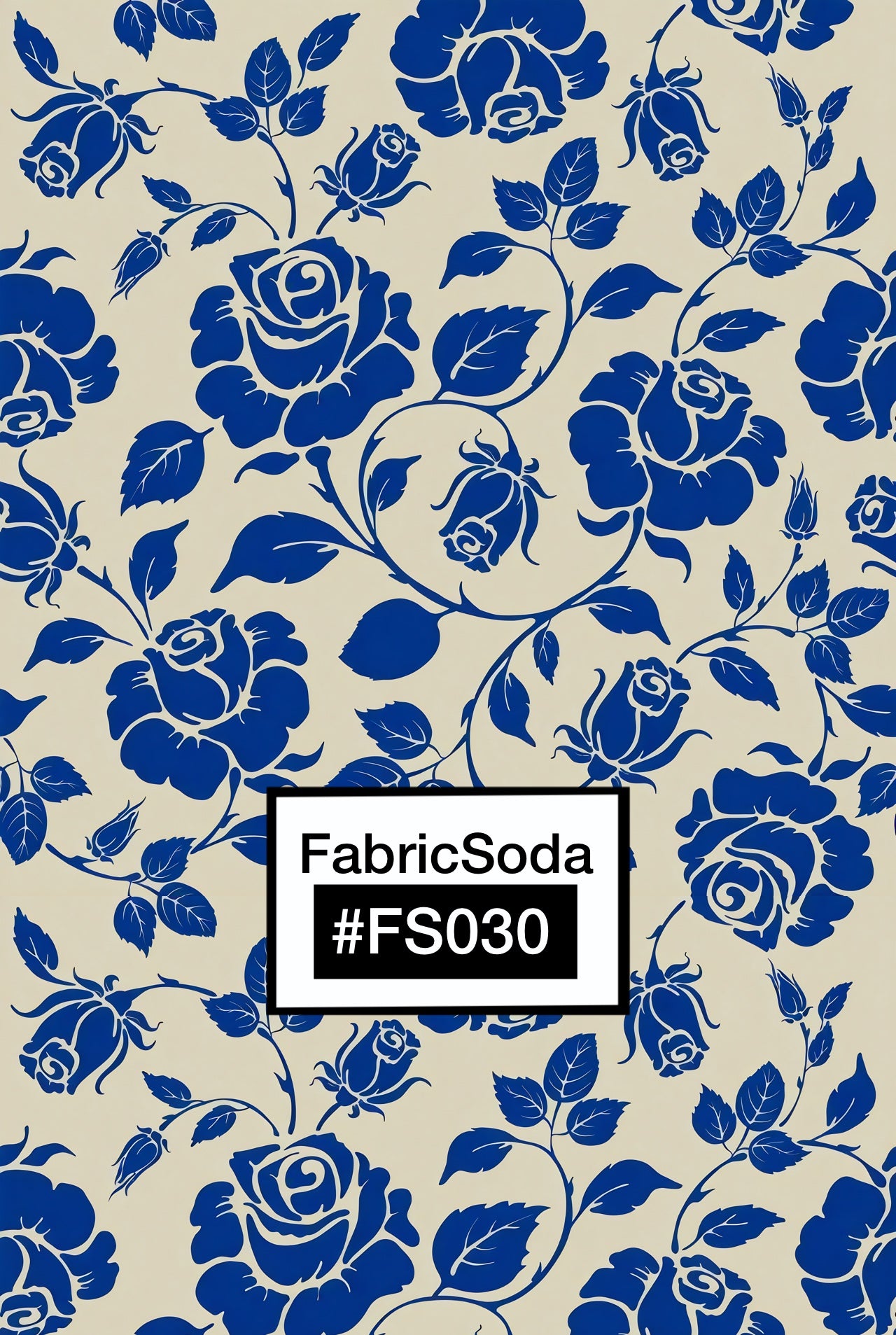 FS030 Blue Flower on Beige Printed Fabric