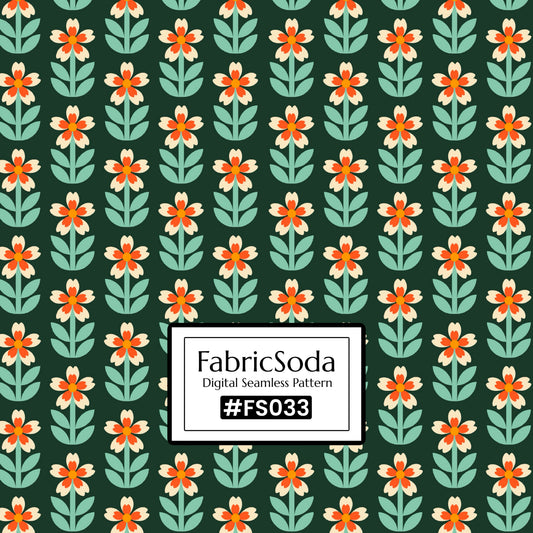 FS033 Green Floral Printed Fabric
