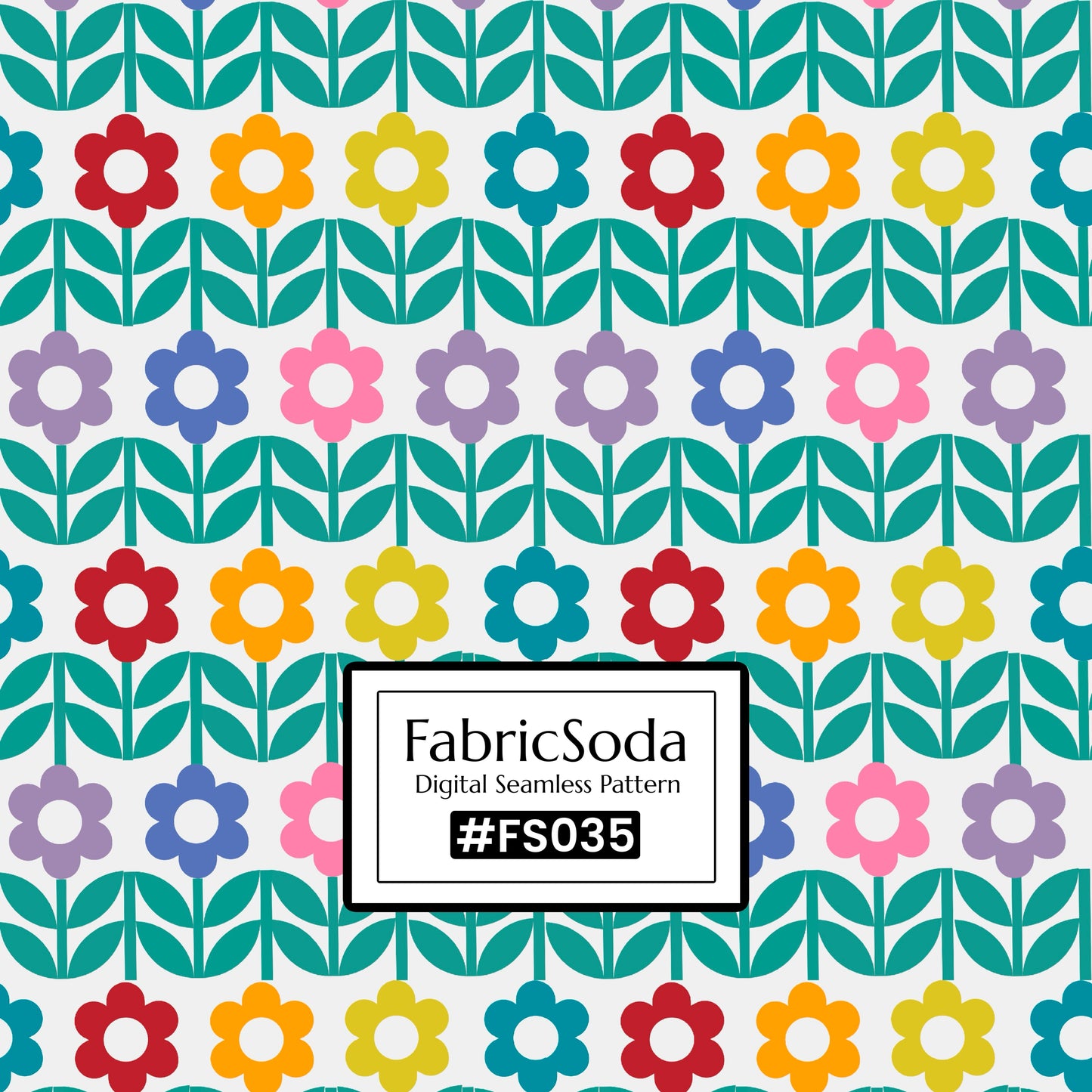 FS035 Rainbow Flower Printed Fabric