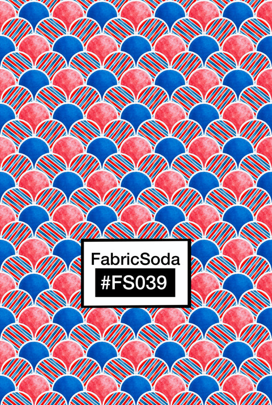 FS039 Red Blue Japanese Wave Printed Fabric