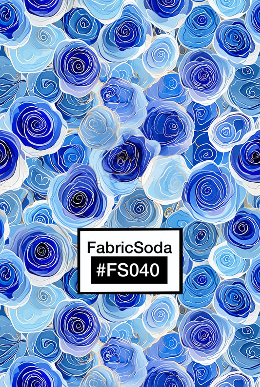 FS040 Watercolour Blue Floral Printed Fabric