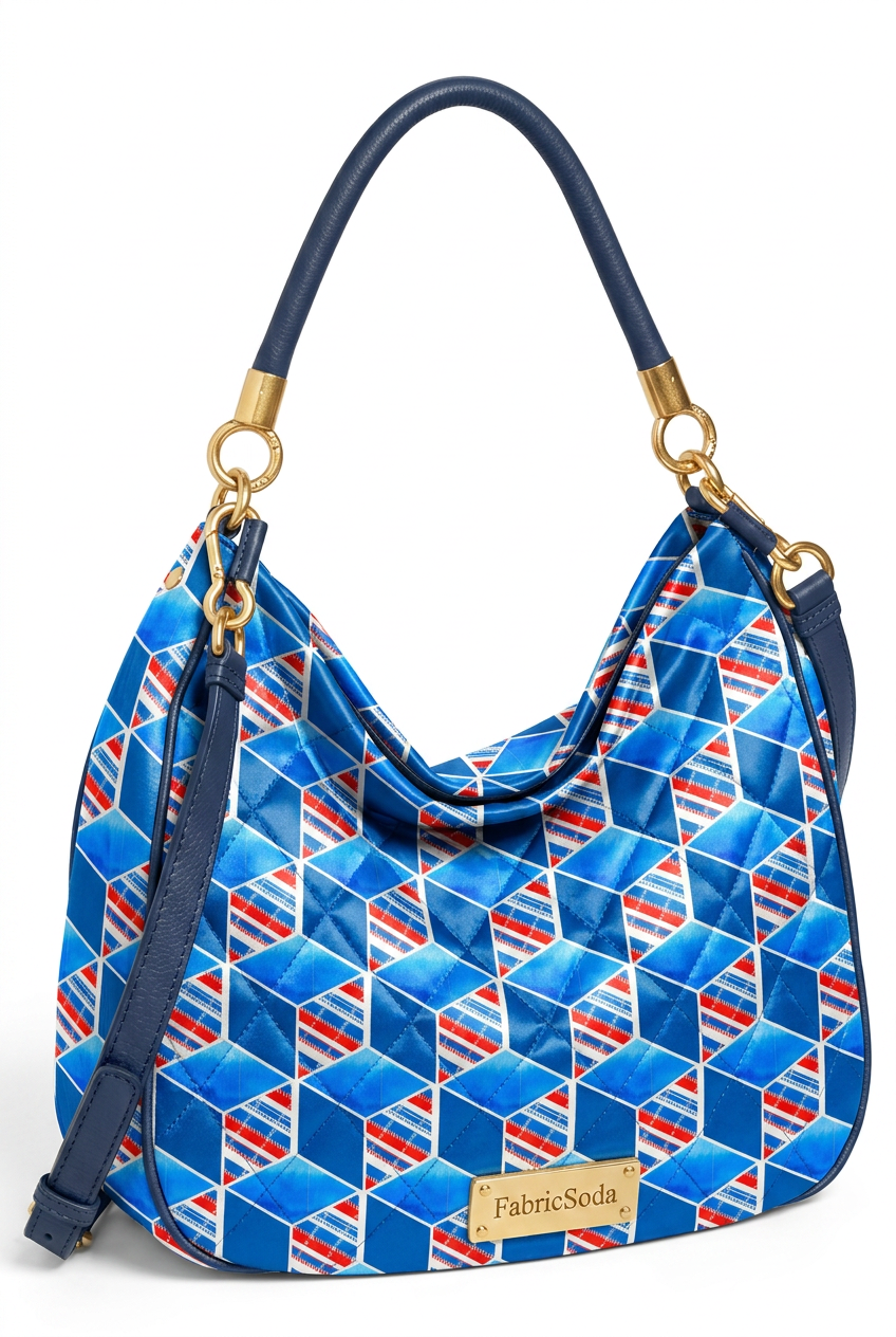 FS041 Blue Cube Geometric Printed Fabric