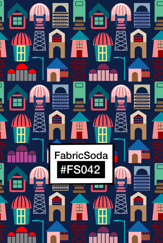 FS042 Cartoon House Printed Fabric