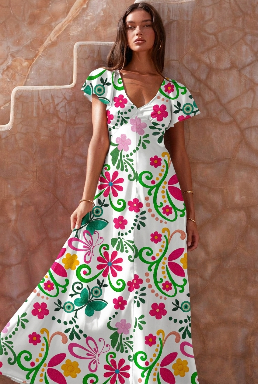 FS045 Exotic Folk Floral Printed Fabric