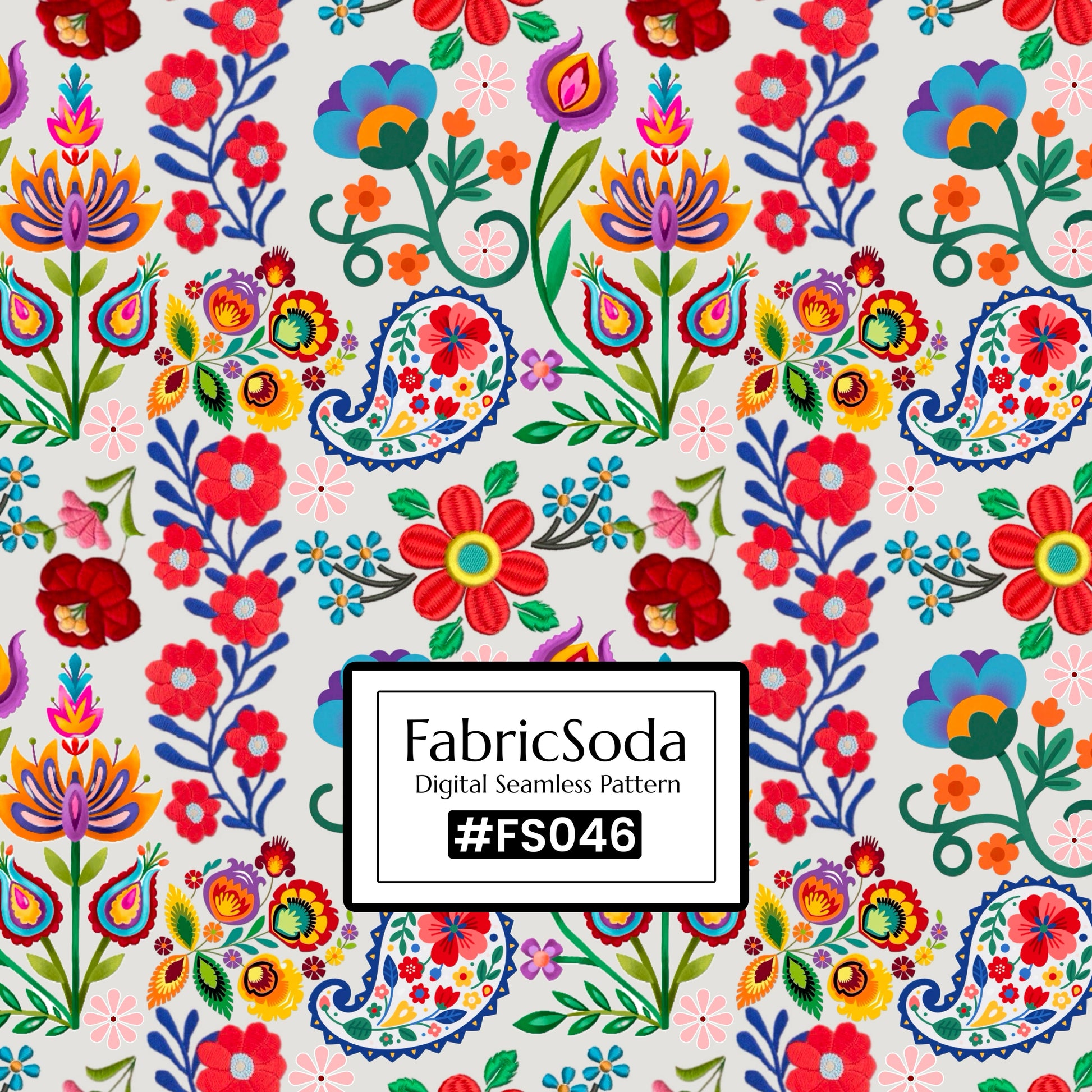 FS046 Exotic Folk Floral Printed Fabric