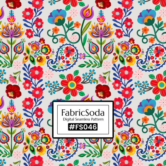FS046 Exotic Folk Floral Printed Fabric