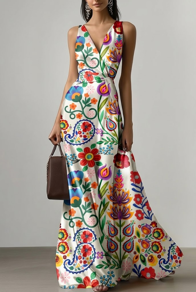 FS046 Exotic Folk Floral Printed Fabric