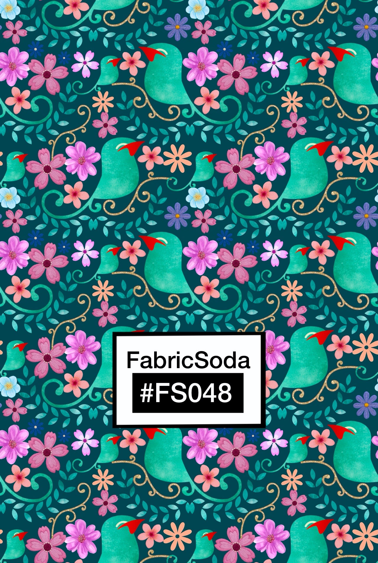 FS048 Calm Bird Floral Seamless Pattern