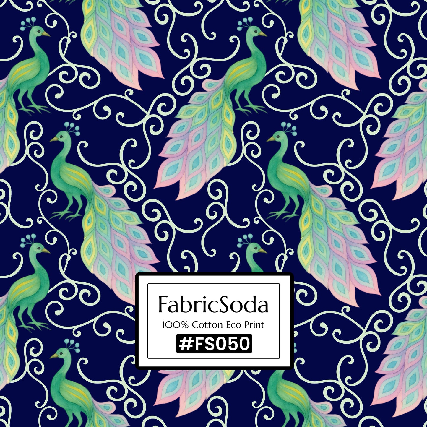 FS050 Navy Peacock Seamless Pattern JPG PNG, peacock pattern 