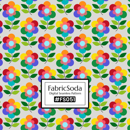 FS051 Rainbow Flower Printed Fabric