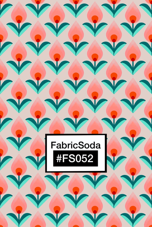 FS052 Peach Tulips Floral Printed Fabric
