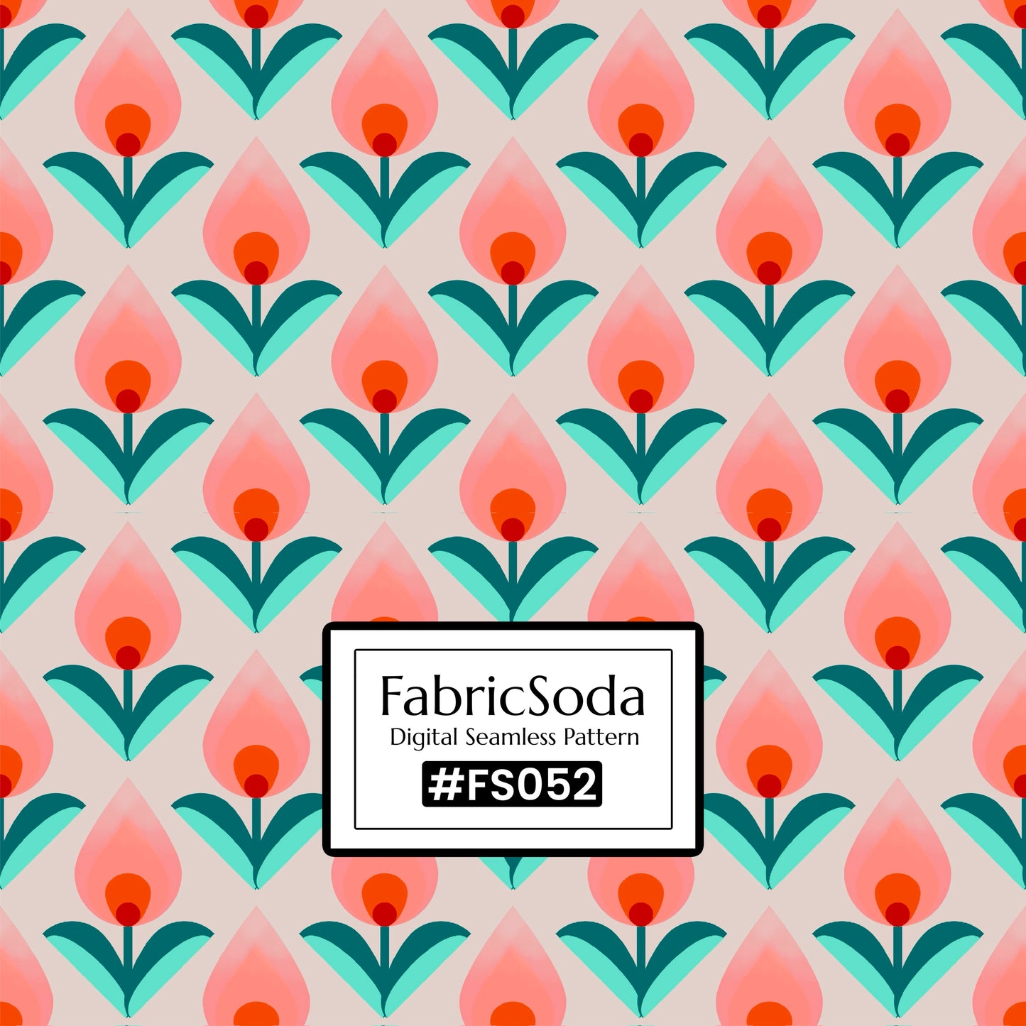 FS052 Peach Tulips Floral Printed Fabric