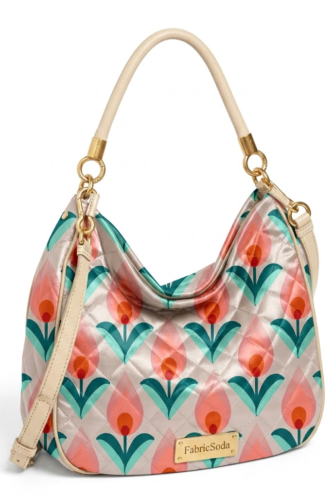 FS052 Peach Tulips Floral Printed Fabric
