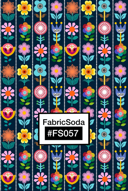 FS057 Exquisite Floral Stripe Printed Fabric